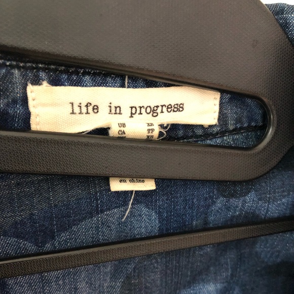 Life in Progress Blue Camouflage Military Army Snap Button-Up Shirt Size XS - Picture 4 of 6